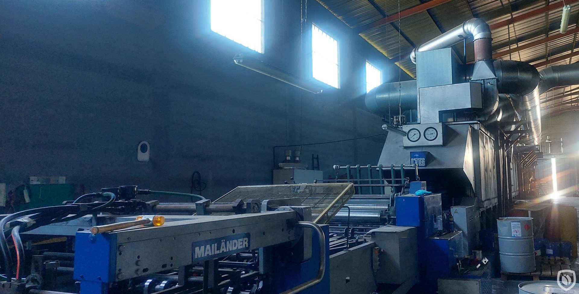 Mailander 466 coating line with 30 meter LTG tunnel-oven and incinerator